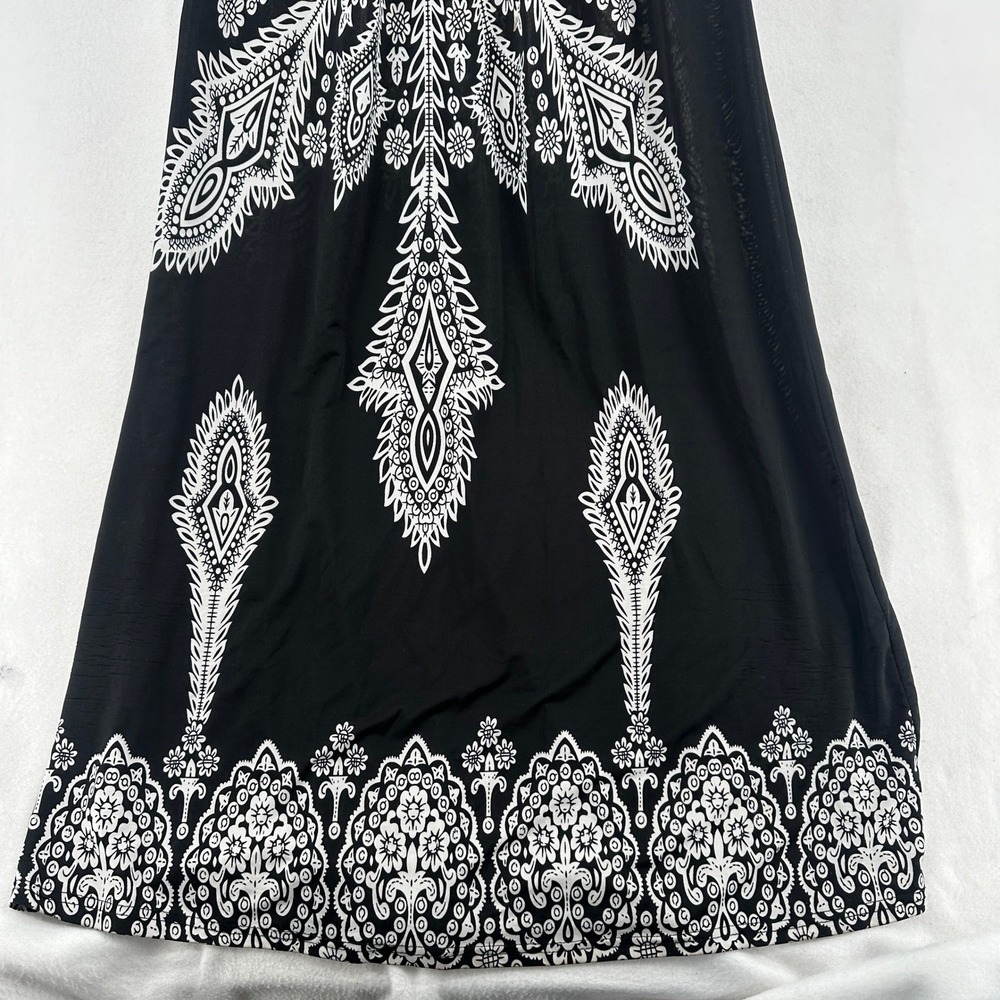Earthbound Trading Co Black White Medallion Paisley Maxi Dress Large Boho Women - Picture 3 of 8